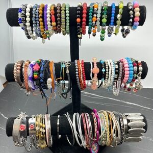 Bulk Wearable Jewelry Lot 100 Pcs Mixed Styles Costume Bracelets Bangles Resale
